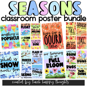 Preview of 80 SEASONS Fall Winter Spring Summer POSTERS Poster Set Inspirational Puns Decor