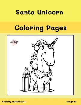 Preview of 80 Santa Unicorn, coloring page