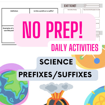Preview of 80 Science Prefixes/Suffixes with Worksheets and Exit Tickets