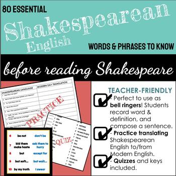 Preview of 80 Shakespearean English Words to Know: Bell Ringers, Activities, Assessments