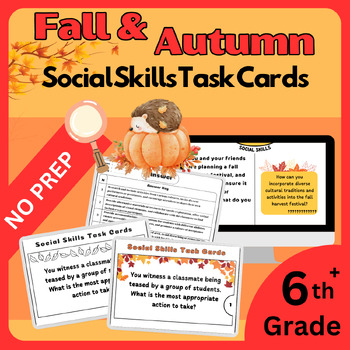 Preview of Fall & Autumn: Social Skills in Middle and High School Task Cards