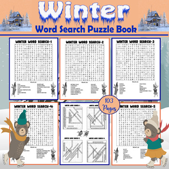 Preview of 80 Winter Word Search Pages Book - Winter Word Search Puzzle Activity Pages
