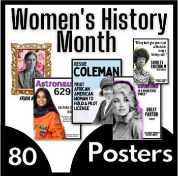 Preview of 80 Women's History Month Posters for Bulletin Boards 
