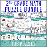 80% off! 2nd Grade Math Puzzle BUNDLE: Use for Centers, Re