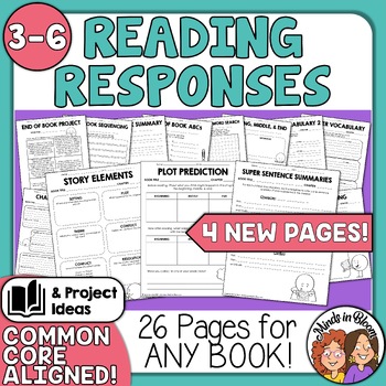 Preview of Reading Response Graphic Organizers for Beginning Middle & End Story Elements +