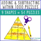 Adding and Subtracting within 1000 Math Puzzle Center Game
