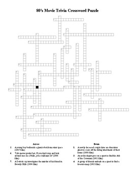 Preview of 80's Movie Trivia Crossword Puzzle