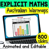 800 + Maths Warmup Slides - Australian - Animated and Editable