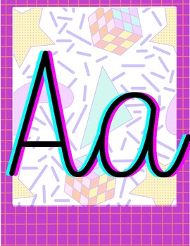 Preview of 80s/90s Retro Cursive Alphabet posters