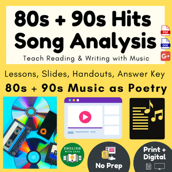 Preview of 80s & 90s Theme Music  as Poetry Unit | Song Lyric Analysis
