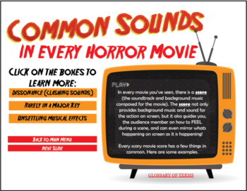 80s Edition: Horror Movie Music Listening Guides * 3 LESSON BUNDLE*