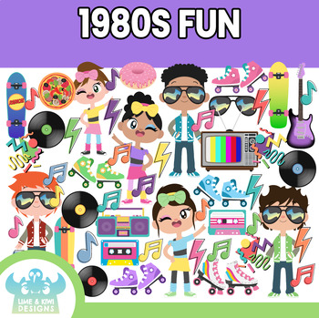 Preview of 80s Fun Clipart (Lime and Kiwi Designs)