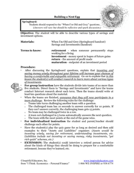 Preview of 8102-12 Savings and Investment Lesson for Personal Finance