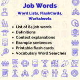 84 Job Words (Wordlists, Flaschards, Worksheets) [Distance