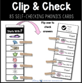 85 Clip and Check Cards - Self Checking Literacy Center (f
