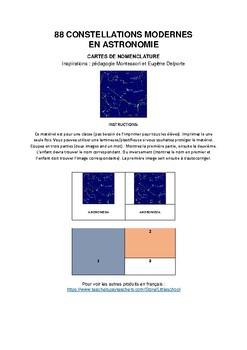 Preview of 88 constellations modernes en astronomie Cartes de nomenclature Montessori