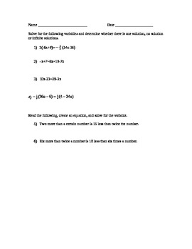 Preview of 8.EE.7 Pre and post assessment and discovery learning lesson