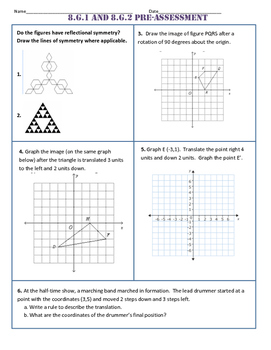 Preview of 8.G.1-9 ALL STANDARDS Common Core Pre AND Post Assessments/Tests