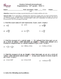 8TH Grade - Test 4 Radian Measure and the unit circle