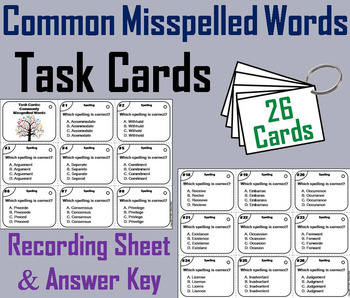Preview of Spelling Practice Task Cards: Academic Vocabulary Activity