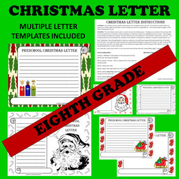 8th Eighth Grade Christmas Holiday Letter Writing Activities | TpT