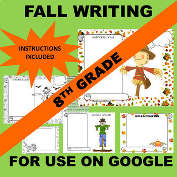 Preview of 8th Eighth Grade GOOGLE Fall (Autumn) Writing Activity Templates
