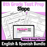 8th Gr. Math Test Prep: Slope BUNDLE(English&Spanish)