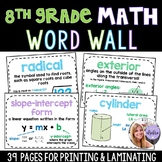8th Grade 8 - Pre-Algebra Math Word Wall - 39 Pages