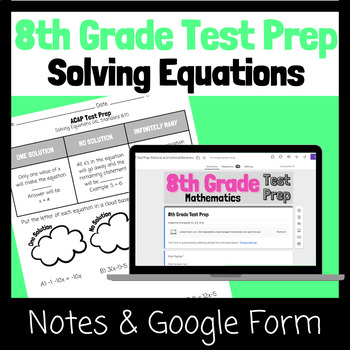 Preview of 8th Grade Math Test Prep/ Review/ ACAP - Solving Equations