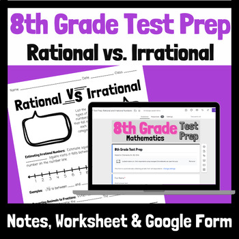 Preview of 8th Grade Math Test Prep/ Review/ ACAP- Rational Vs. Irrational Numbers