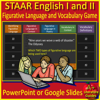Preview of STAAR English I and II Figurative Language and Vocabulary Game - EOC Test Prep
