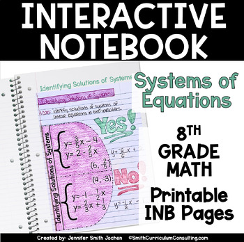 Preview of 8th Grade Math & Algebra Systems of Equations Interactive Notebook Unit