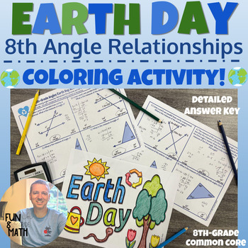 Preview of 8th-Grade Angle Relationships Earth Day Coloring Activity