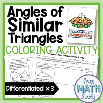 Preview of 8th Grade Angles of Similar Triangles Color by Number Activity