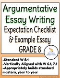 8th Grade Argumentative Essay Writing Checklist & Model/Ex