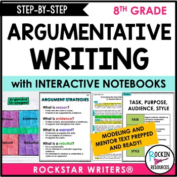 Preview of 8th Grade Argumentative Writing - Printable Version - Middle School - Modeling