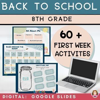 Preview of 8th Grade Back to School Activities | All About Me | First Day Worksheets | SEL