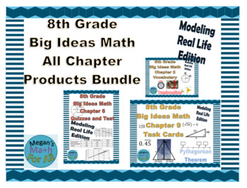 Preview of 8th Grade Big Ideas Math All Resource Bundle - Modeling Real Life - Editable