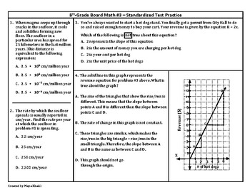 Preview of 8th Grade Board Math #3 - Standardized Test Practice