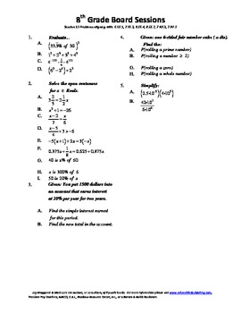 Preview of 8th Grade Board Session 10,Common Core,Review,Math Counts,Quiz Bowl