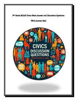 Preview of 8th Grade Civics MCAS Discussion and Short Answer Review Questions (With Key)