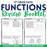 Functions Review Booklet for 8th Grade Math