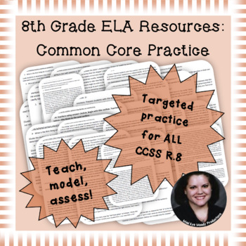 Preview of 8th Grade Common Core Practice ALL 17 Reading Standards CIM mini-lessons