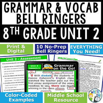 Preview of Grammar Vocabulary Usage Mechanics Sentence Structure Bell Ringer - 8th Grade #2
