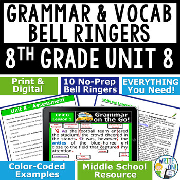 Preview of Grammar Vocabulary Usage Mechanics Sentence Structure Bell Ringer - 8th Grade #8