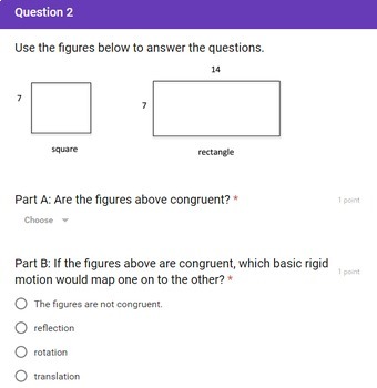 8th Grade Congruence and Angle Relationships Quick Check Google Forms