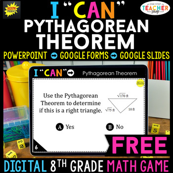 Preview of 8th Grade DIGITAL I CAN Math Game | Pythagorean Theorem | FREE