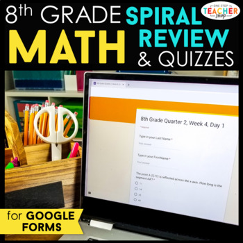 Preview of 8th Grade DIGITAL Math Spiral Review | Homework, Warm Ups, Progress Monitoring