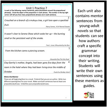 8th Grade Daily Grammar Minutes With Mentor Sentences Printable Google