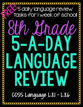Preview of 8th Grade Daily Language Spiral Review - 1 Week FREE